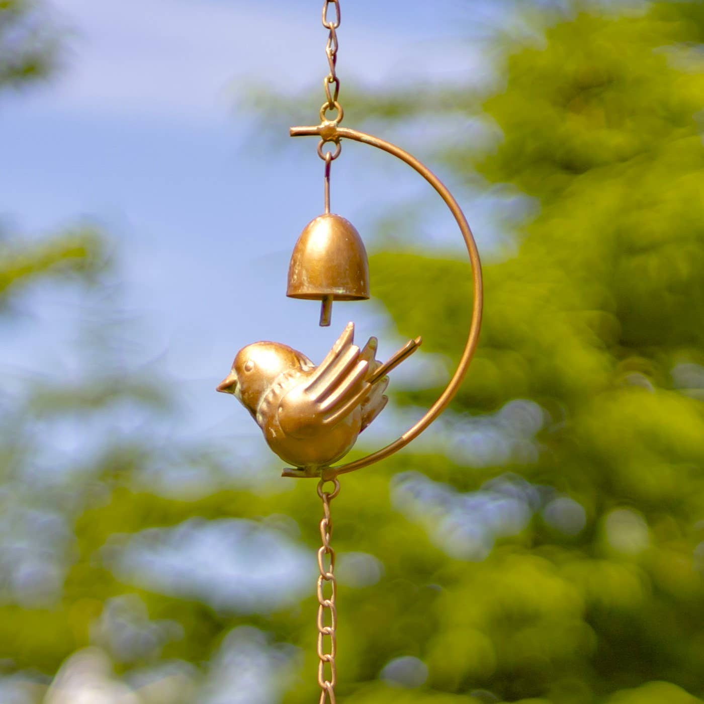 96" Long Iron Rain Chain with Bird & Bell Details