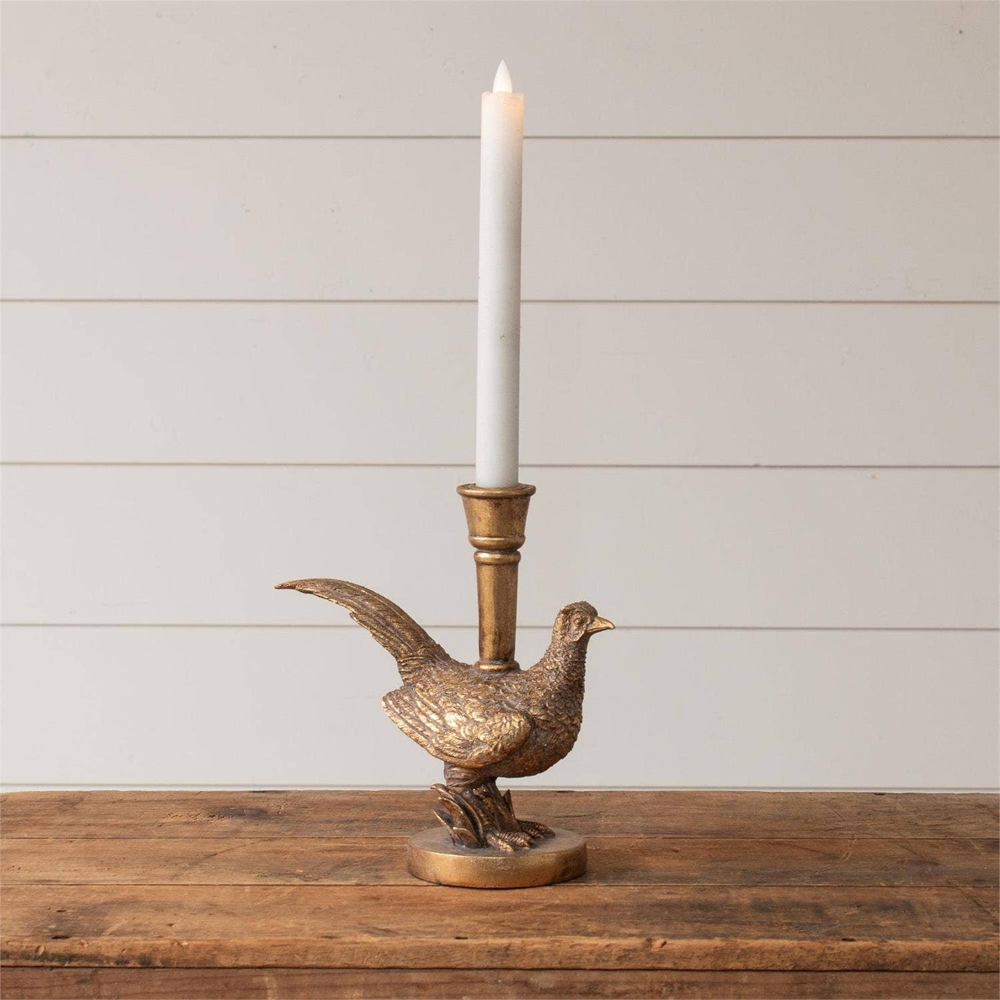 Gold Tone Pheasant Candle Holder (PC)