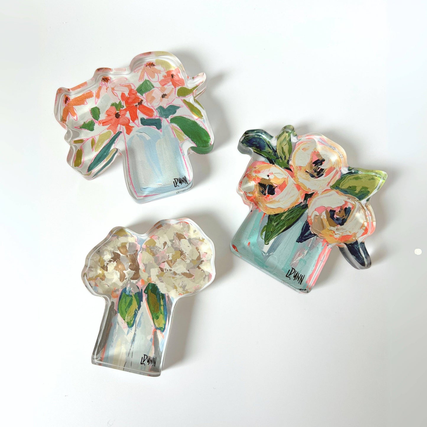 Two Hydrangea Blooms Acrylic Block: Bitty Block