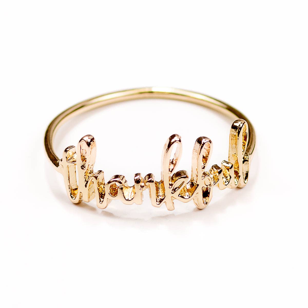 Thankful Napkin Ring Gold 2"