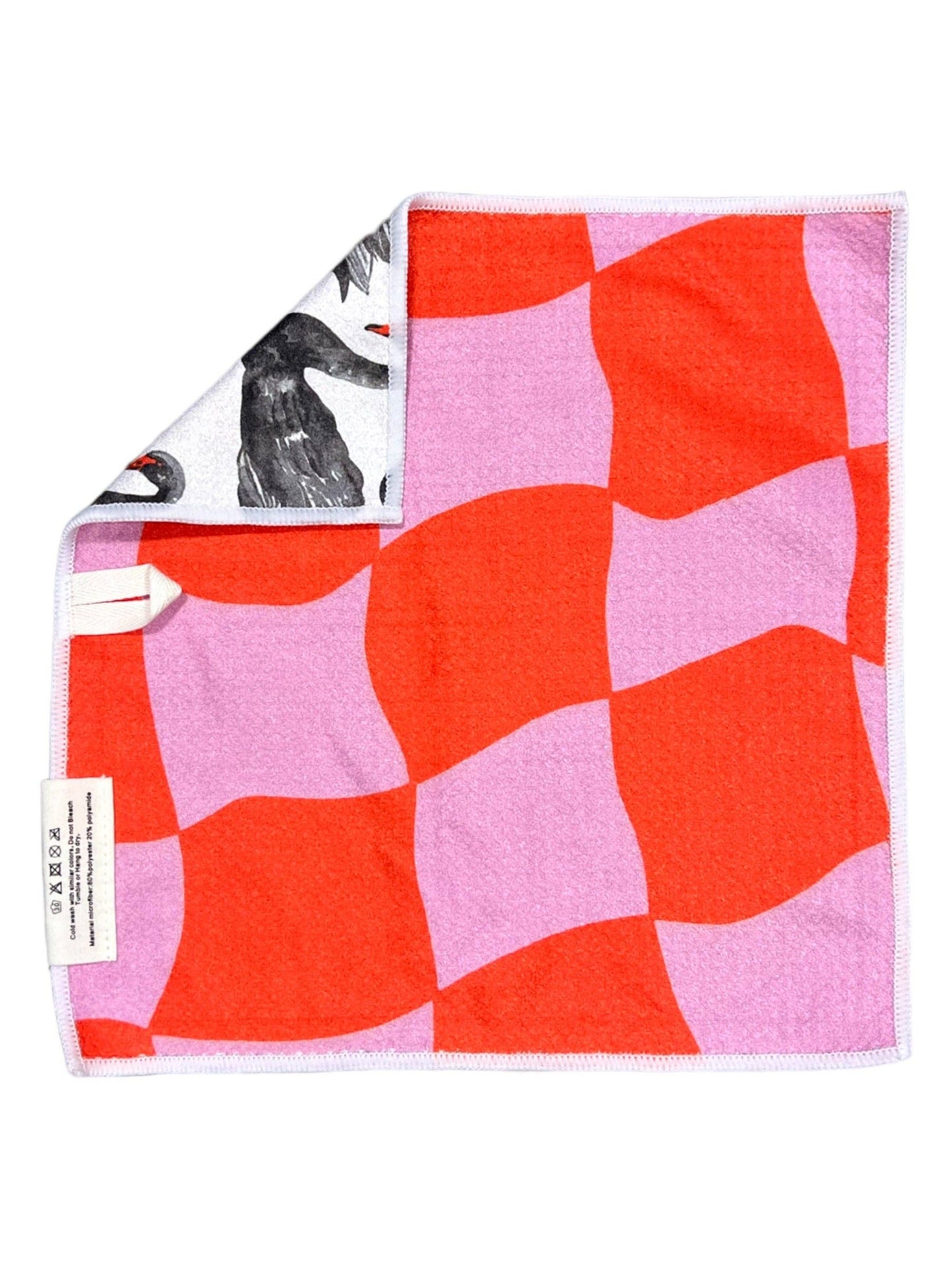 Cob and Pen: Reversible Washcloth: White/Pink/Red / 12x12 in