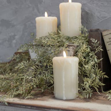 5" CREAM 3D FLAME PILLAR CANDLE