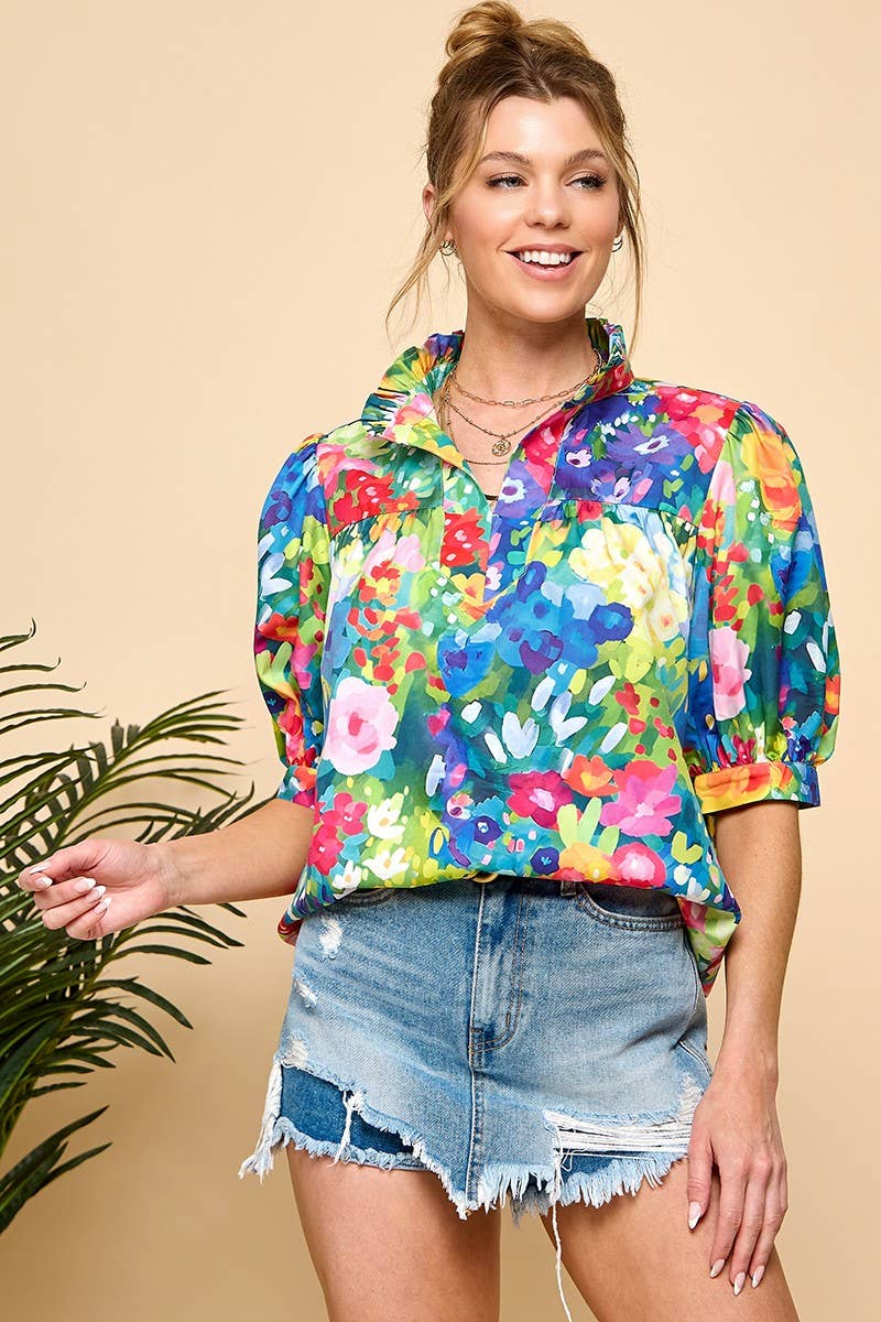 Floral Print Blouse : MULTI / S