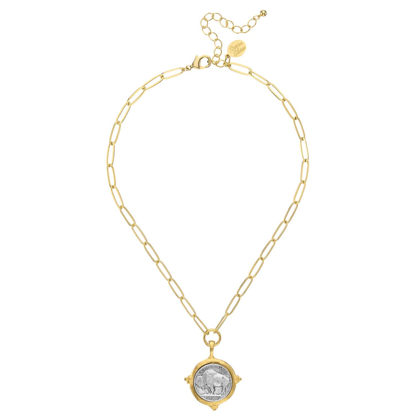 Buffalo Nickel on Medium Paperclip Necklace