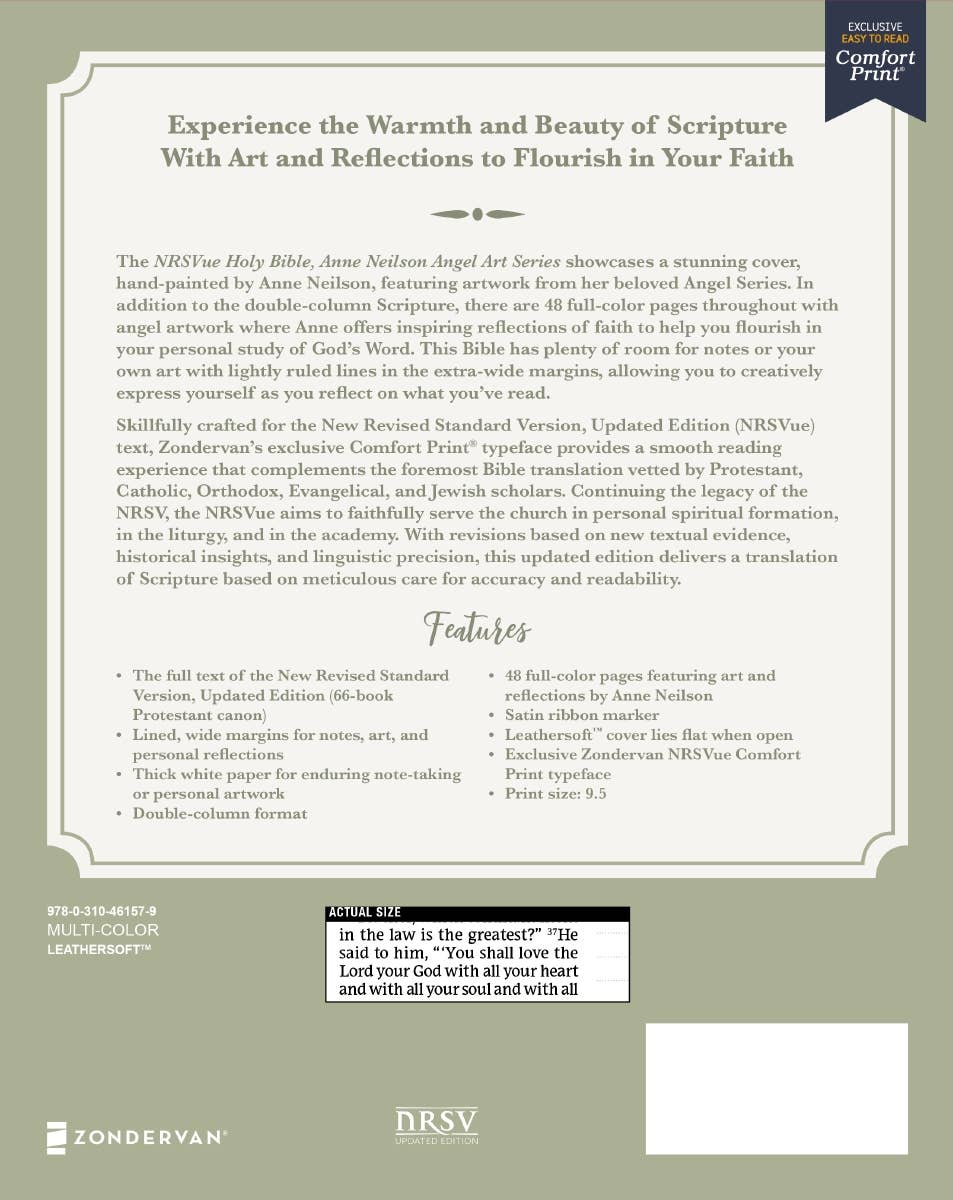 NRSVue Bible Anne Neilson Angel Art Leathersoft Multi-Color