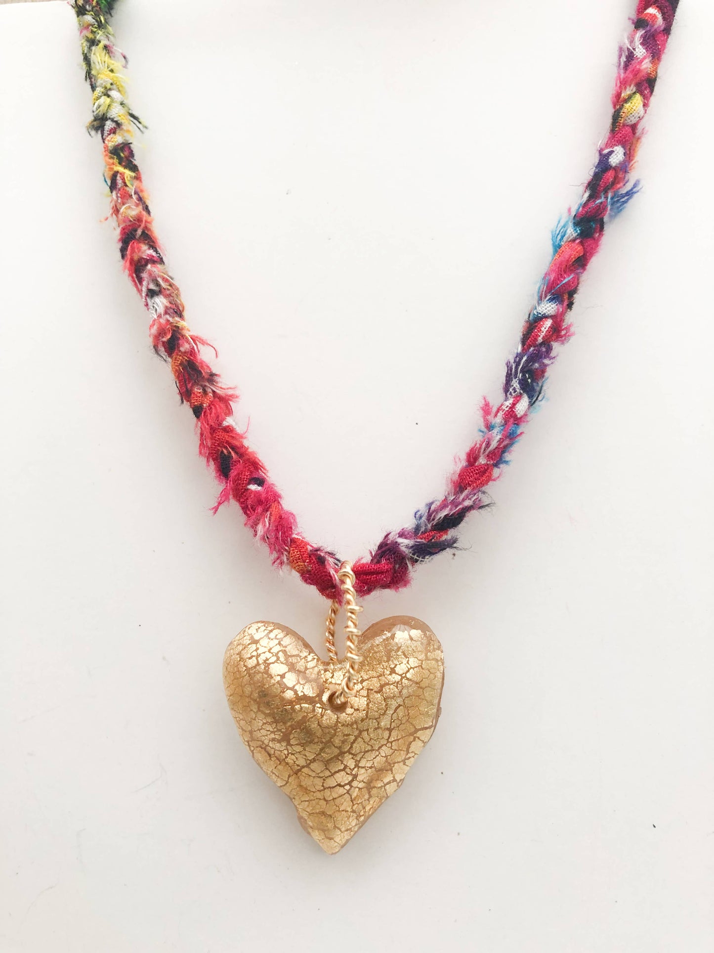 Rainbow Bandana with Gold Leafed Heart Necklace
