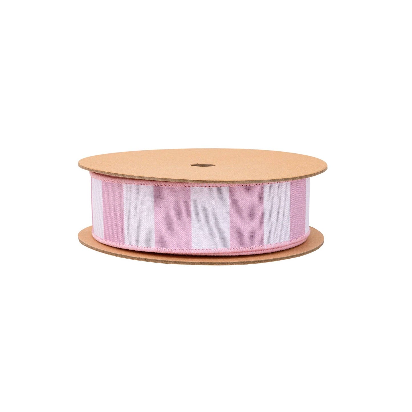 1 1/2" Wired Ribbon | Horizontal Light Pink Stripe w/ Pink Backing| 10 Yard Roll