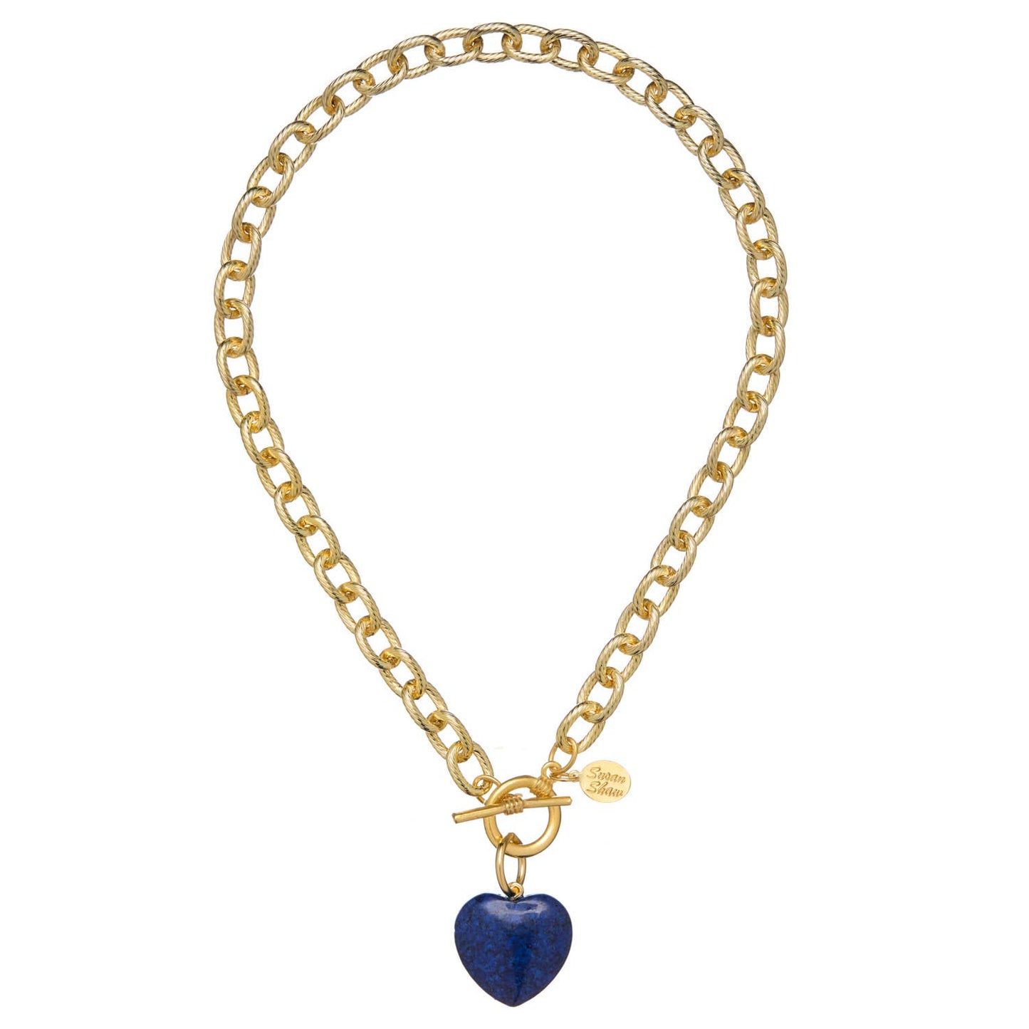 Stone Heart Toggle Necklace: Blue Lapis