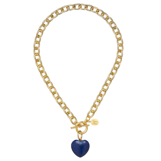 Stone Heart Toggle Necklace: Blue Lapis