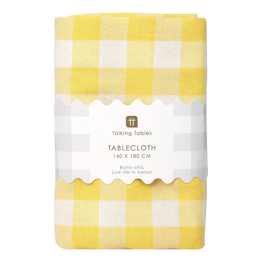 Yellow & White Gingham Tablecloth | Spring Tableware |
