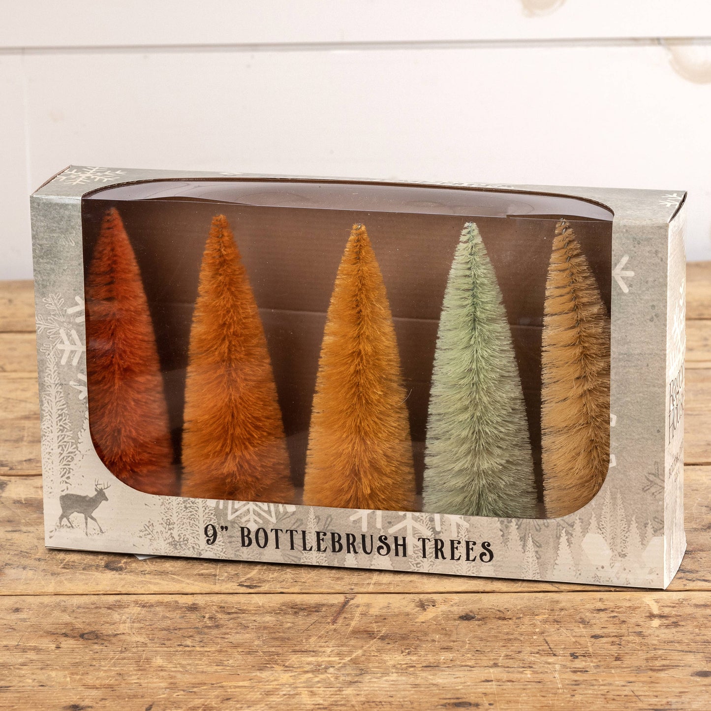9" AUTUMN HUES BOTTLEBRUSH TREES BOX SET/ 5