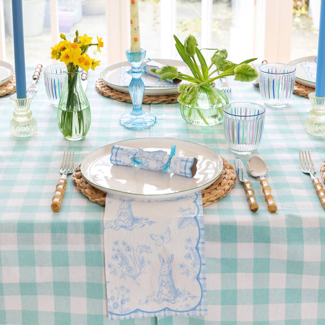 Mint & White Gingham Tablecloth | Spring Tableware |