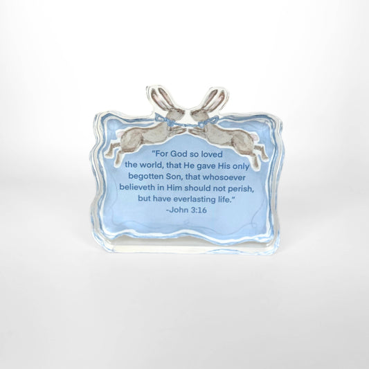 Blue John 3:16 Acrylic Scripture Block