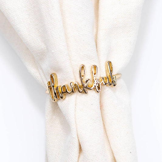 Thankful Napkin Ring   Gold   2"