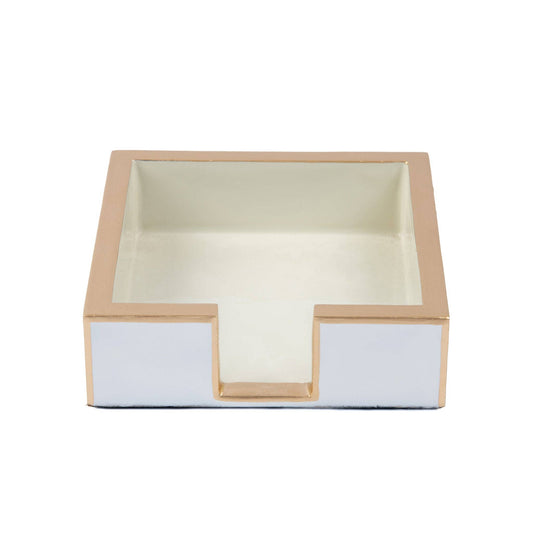 Gracie Enameled Color Block Amelia Cocktail Tray - Taupe & White: Taupe & White