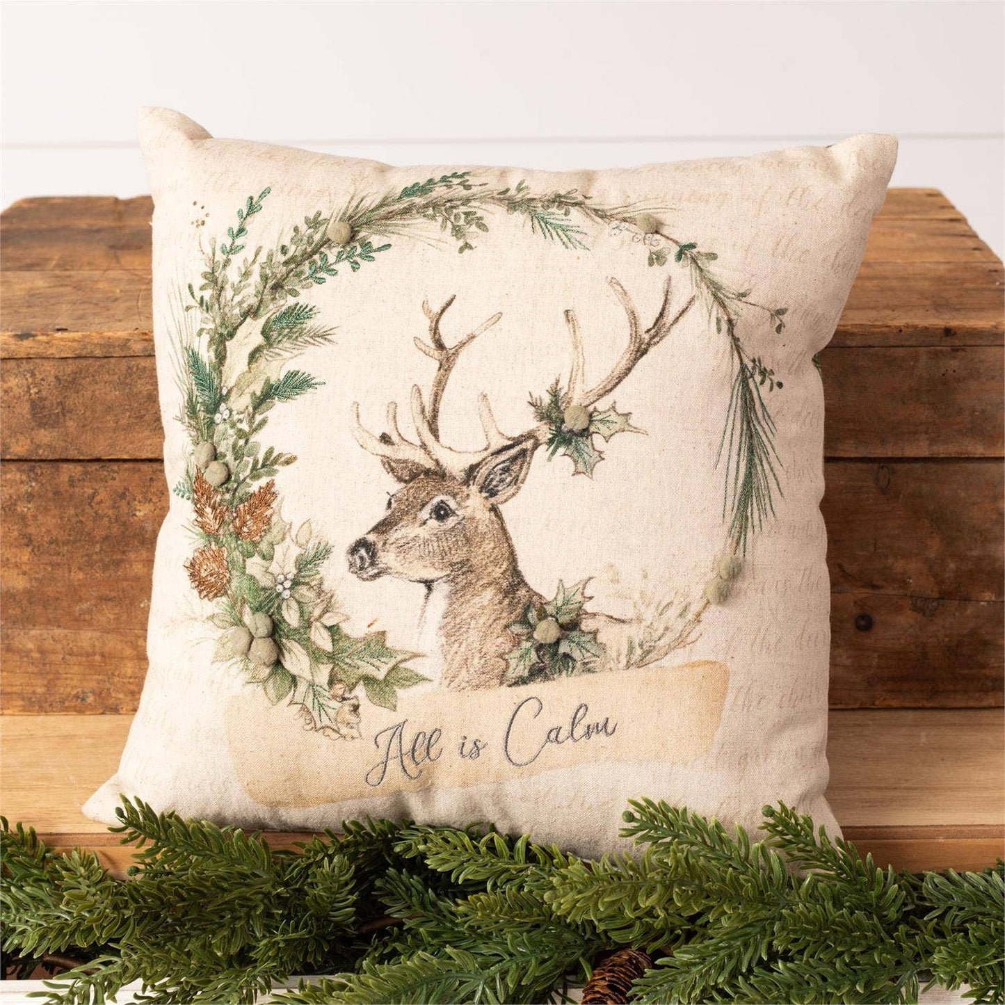 Pillow - Holly And Ivy Embroidered (Pk/02)