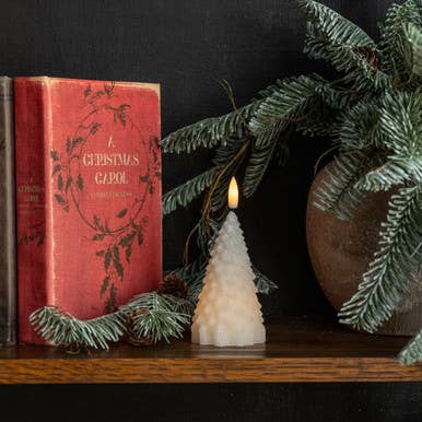 5.5" CREAM 3D FLAME FIR TREE CANDLE