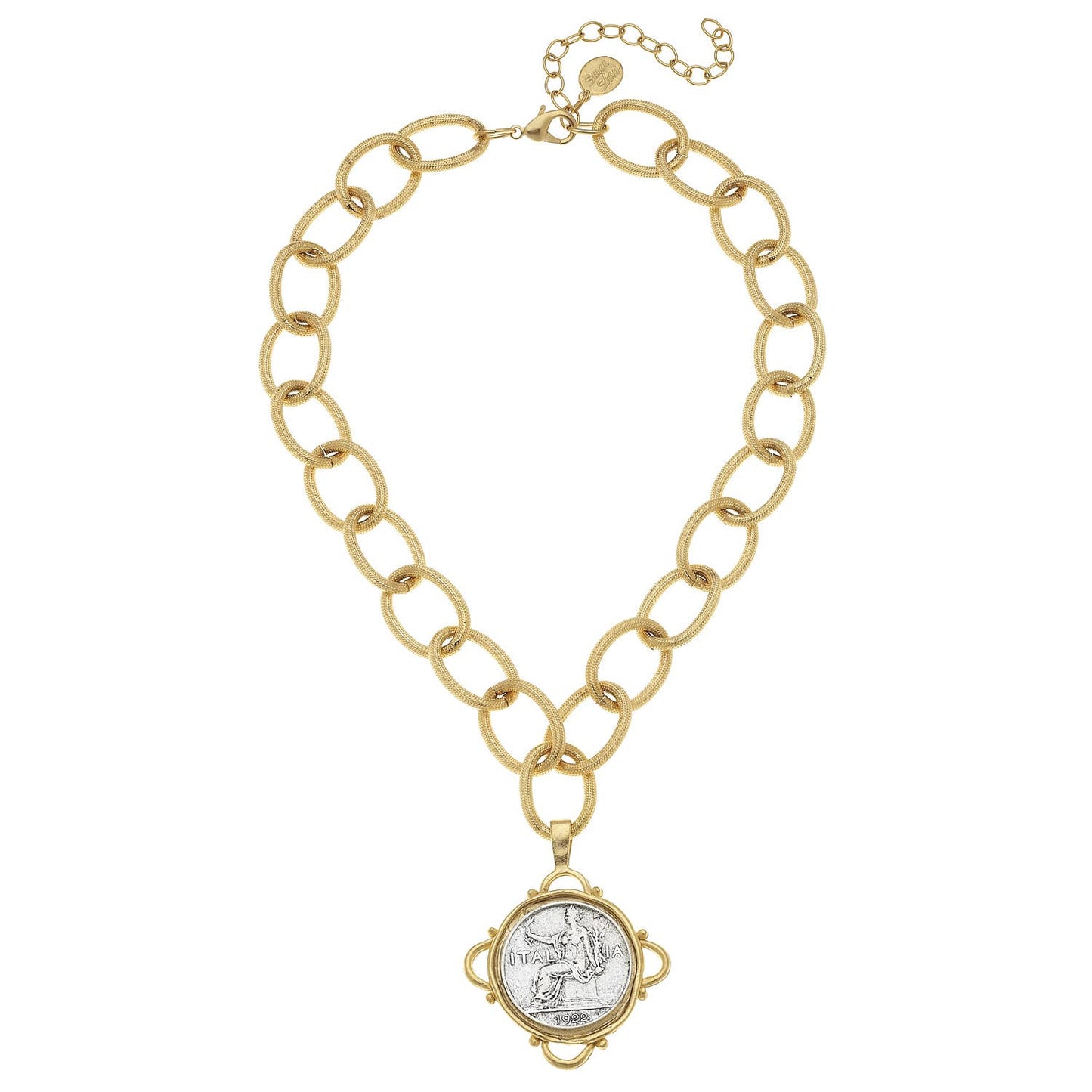 Gold and Silver Italian Coin Chain Necklace
