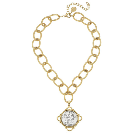 Gold and Silver Italian Coin Chain Necklace