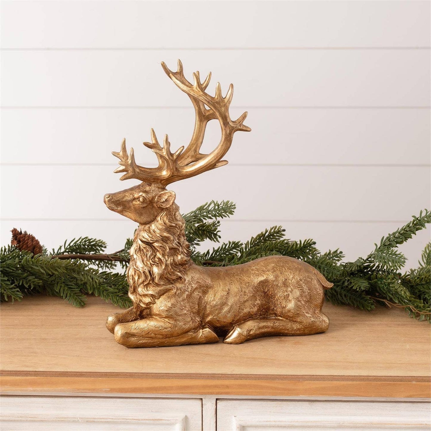 Gold Christmas Deer Figurine - Sitting (Pk/02)