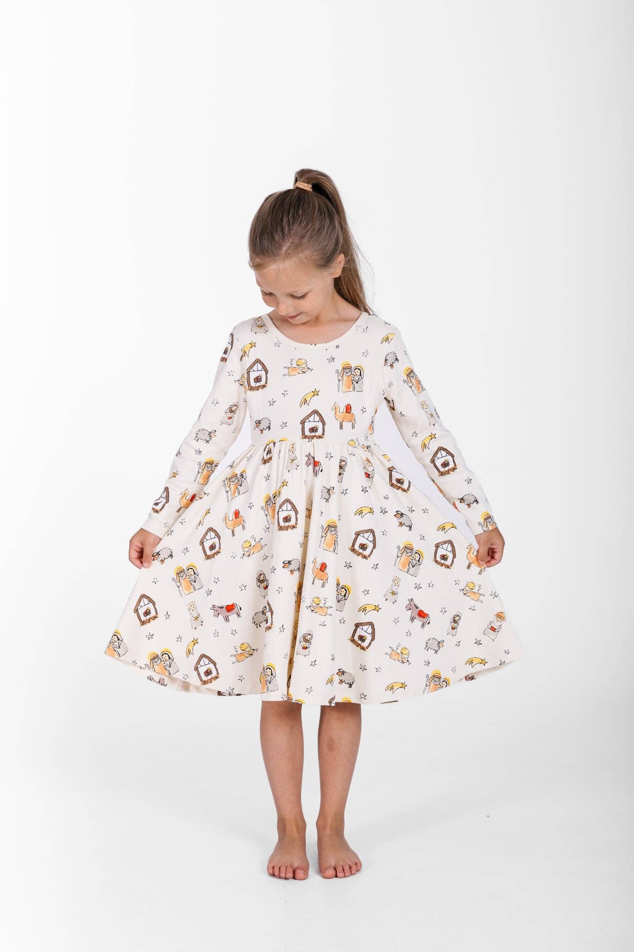 Away in a Manger Twirl Dress Cotton: 05