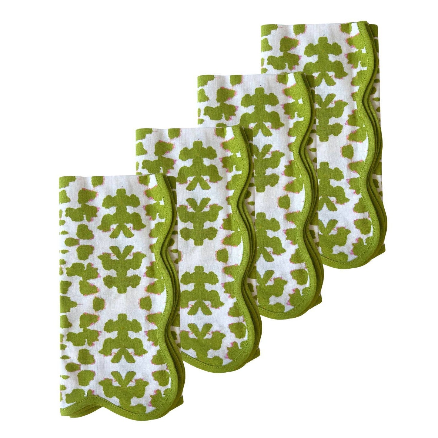 Chintz Green Scalloped Dinner Napkins: One Size