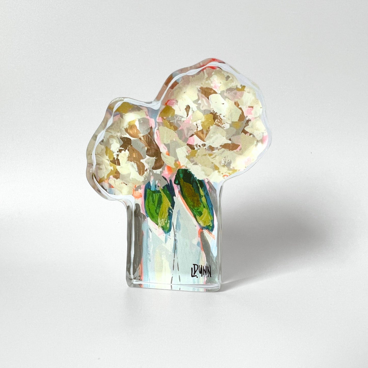 Two Hydrangea Blooms Acrylic Block: Bitty Block