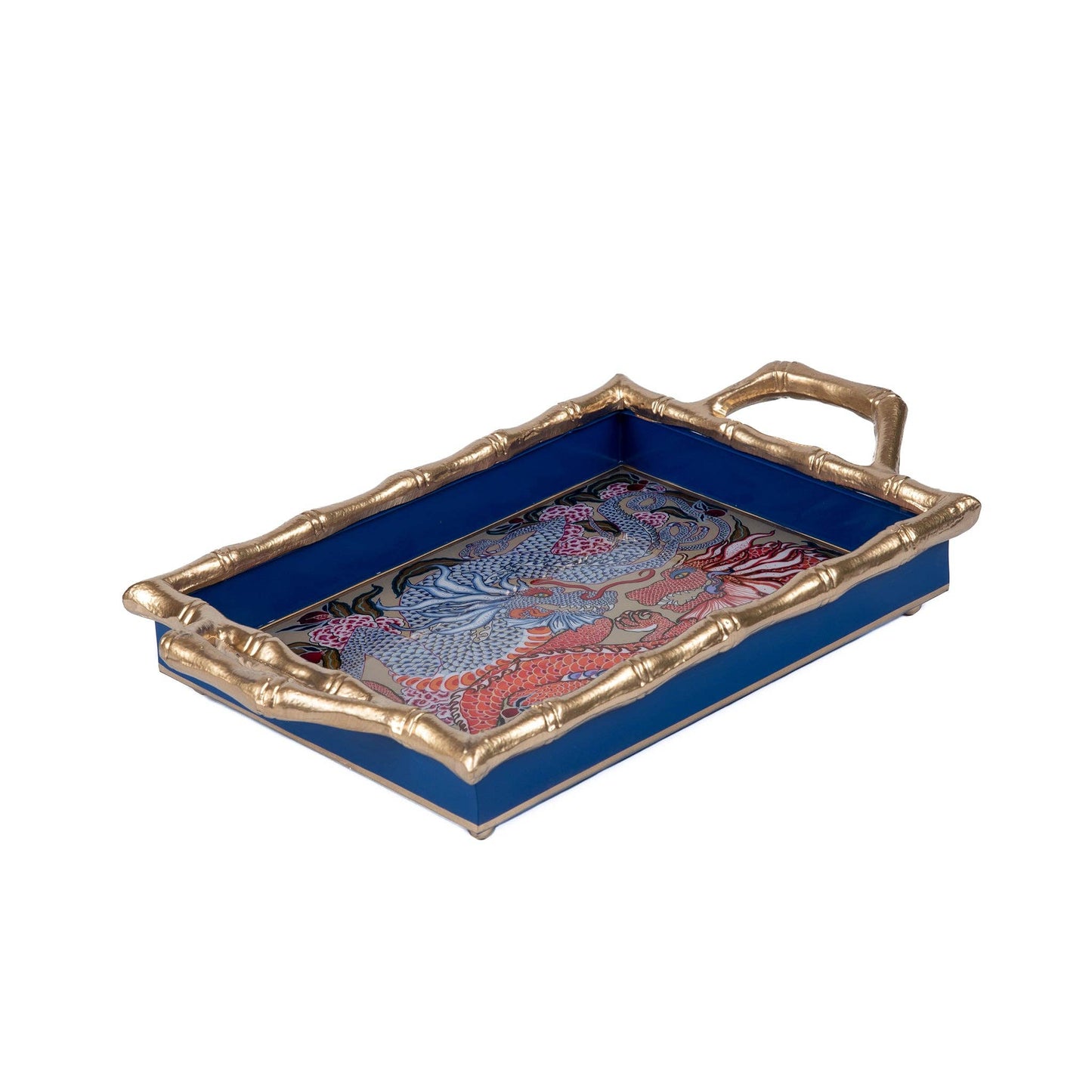 Dragon Enameled Chang Mai Tray 10x14: Multi-Color / 10 x 14