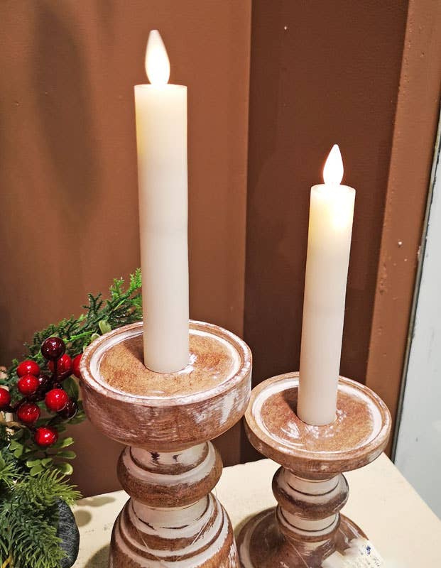 LED Taper Candle with Flickering Flame & Remote, 7" - Box/2: Cream