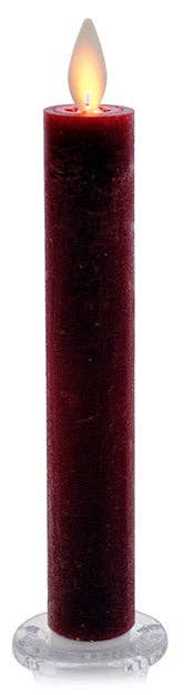 LED Taper Candle with Flickering Flame & Remote, 9" - Box/2: Red