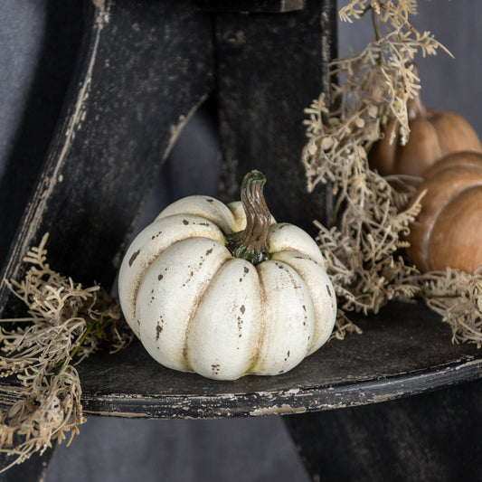 5.25" CREAM RESIN PUMPKIN