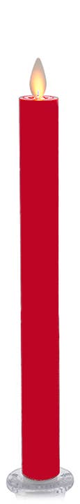 LED Taper Candle with Flickering Flame & Remote, 12" - Box/2: Red