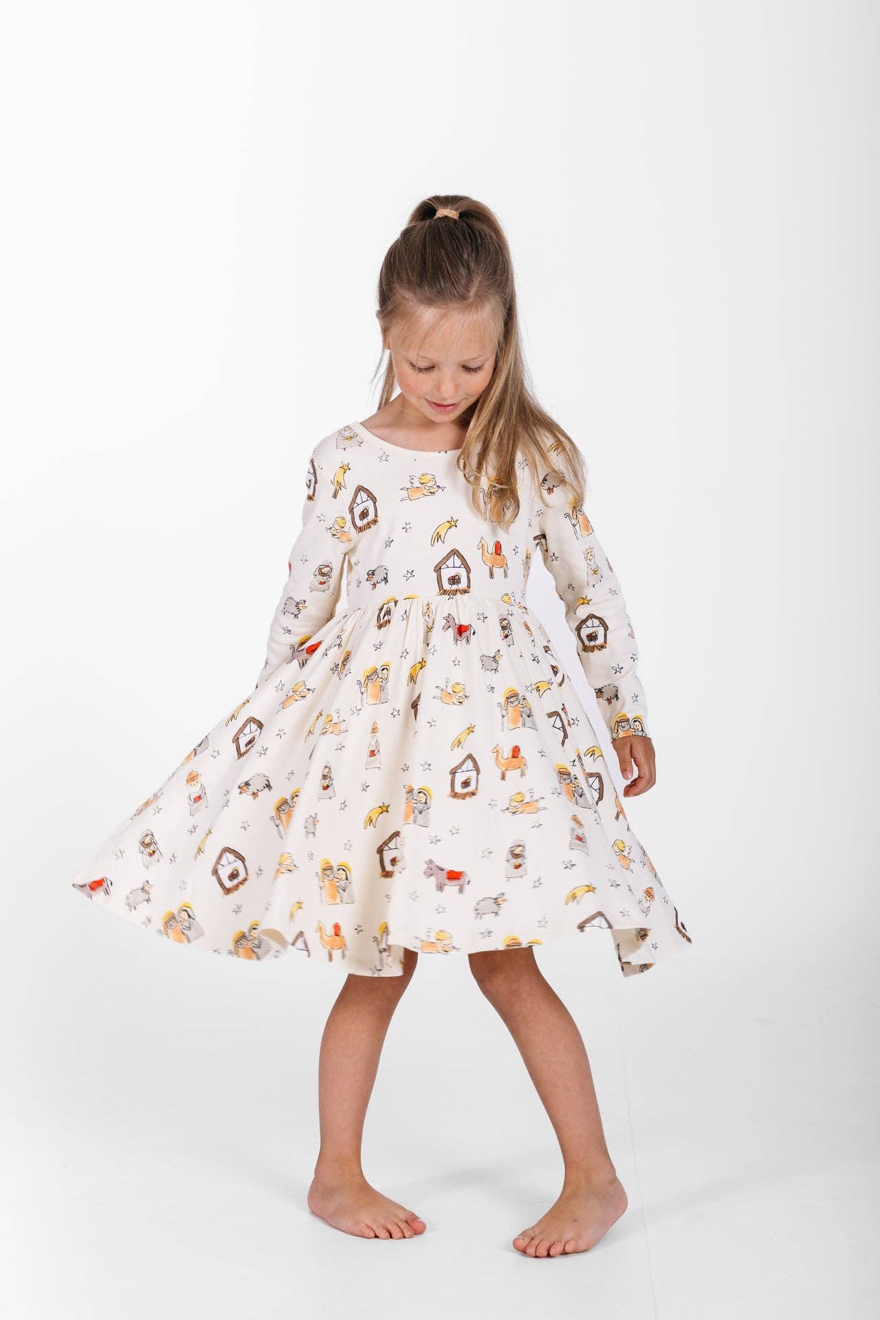 Away in a Manger Twirl Dress Cotton: 05