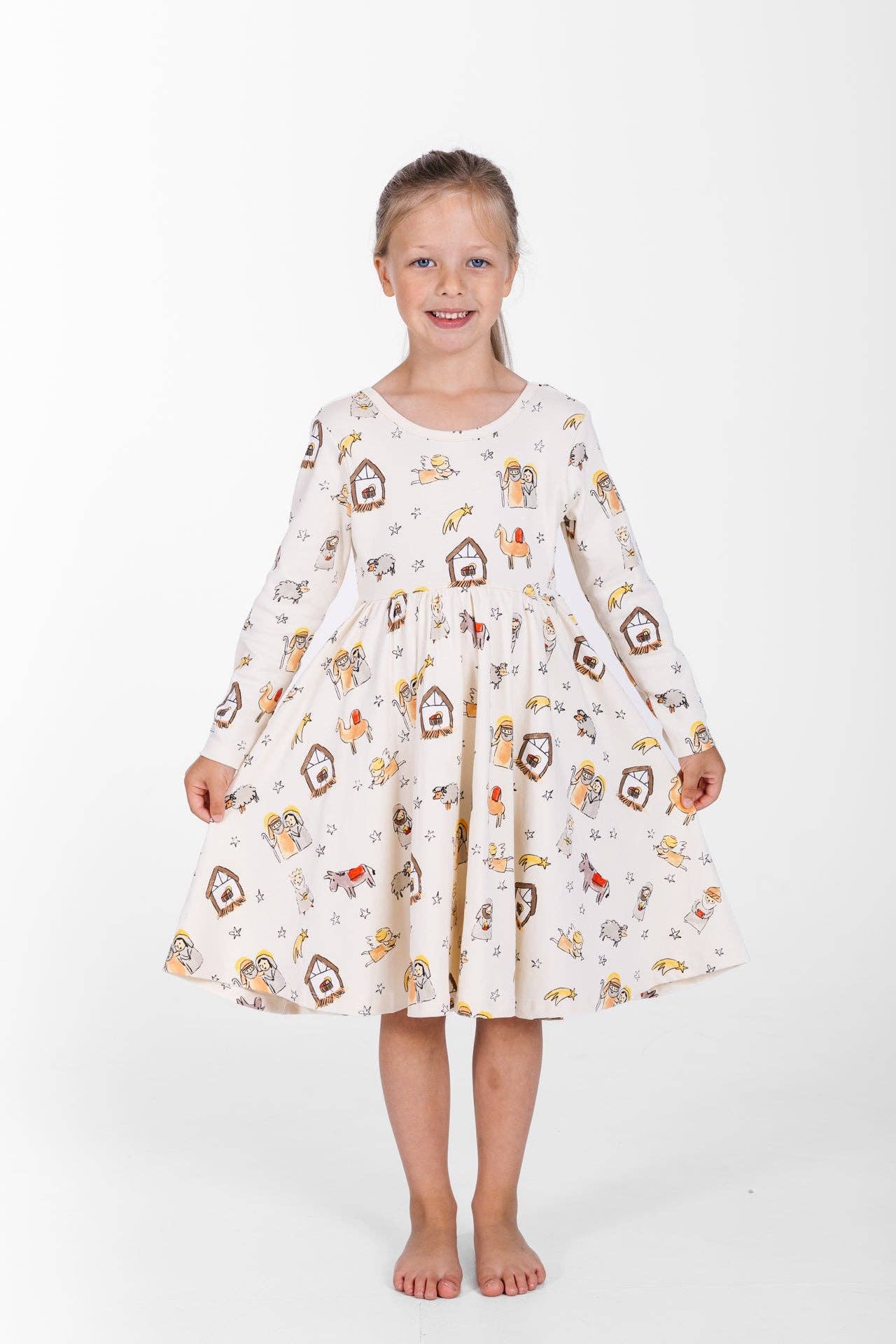 Away in a Manger Twirl Dress Cotton: 05