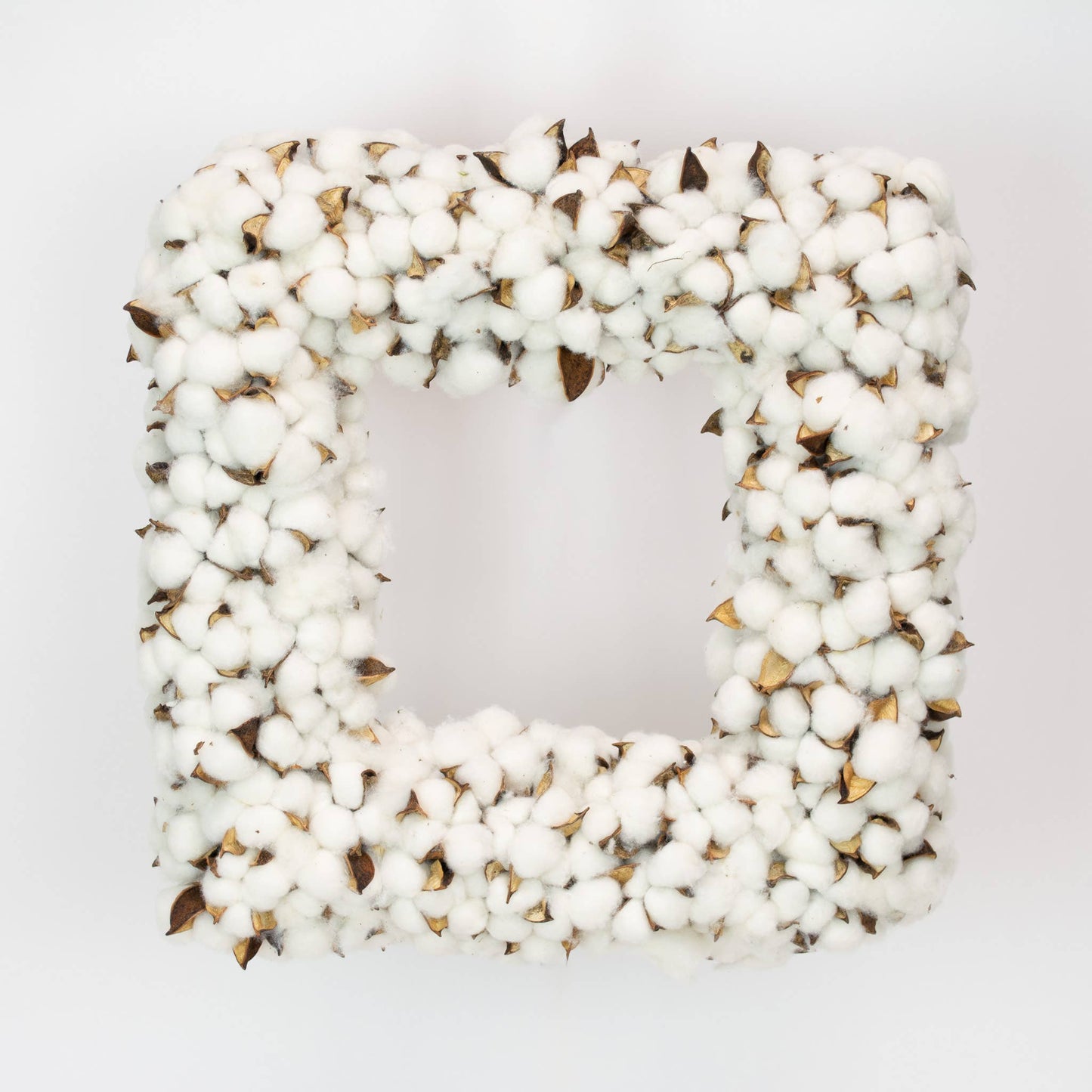 Faux Cotton Square Wreath - 19 Inch
