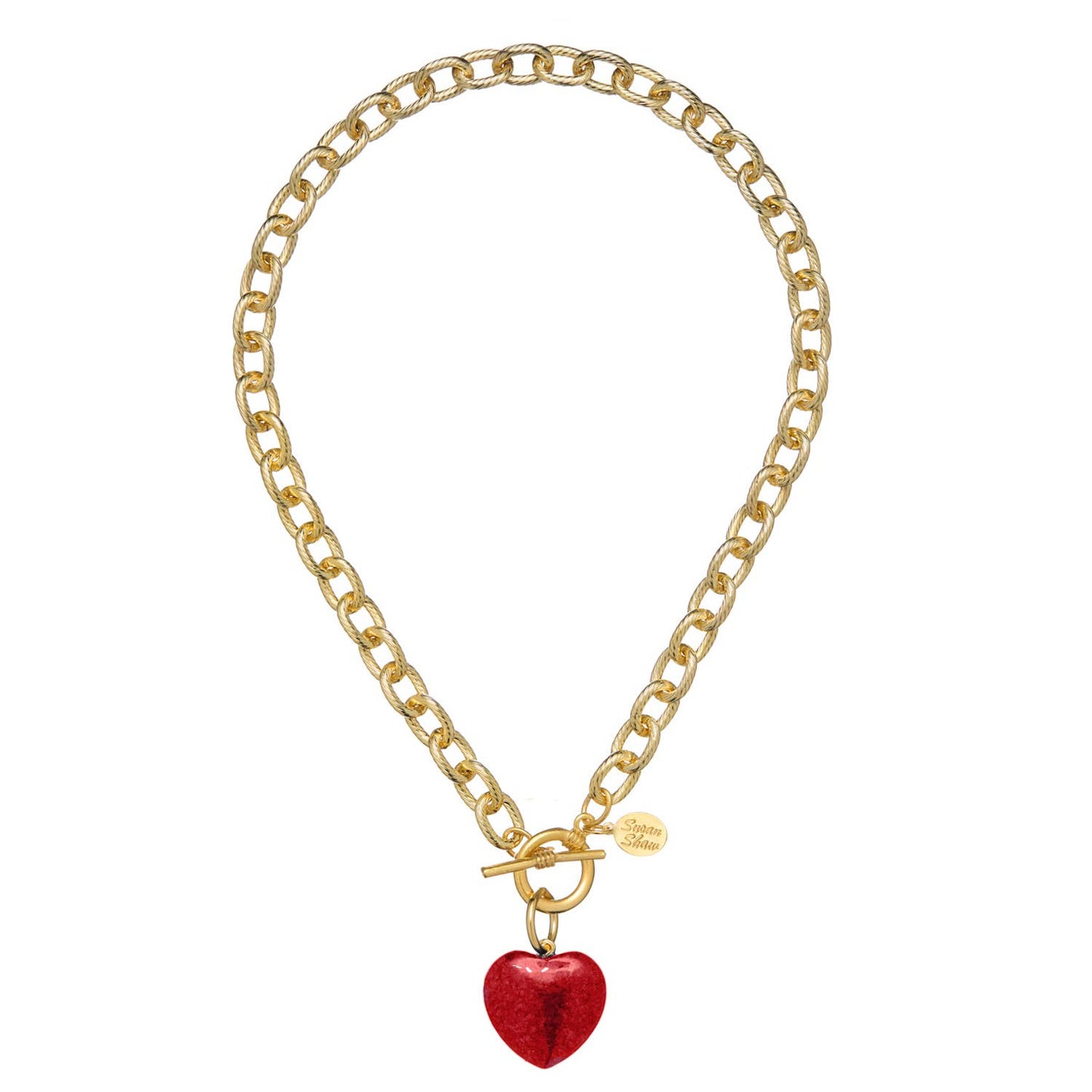 Stone Heart Toggle Necklace: Blue Lapis