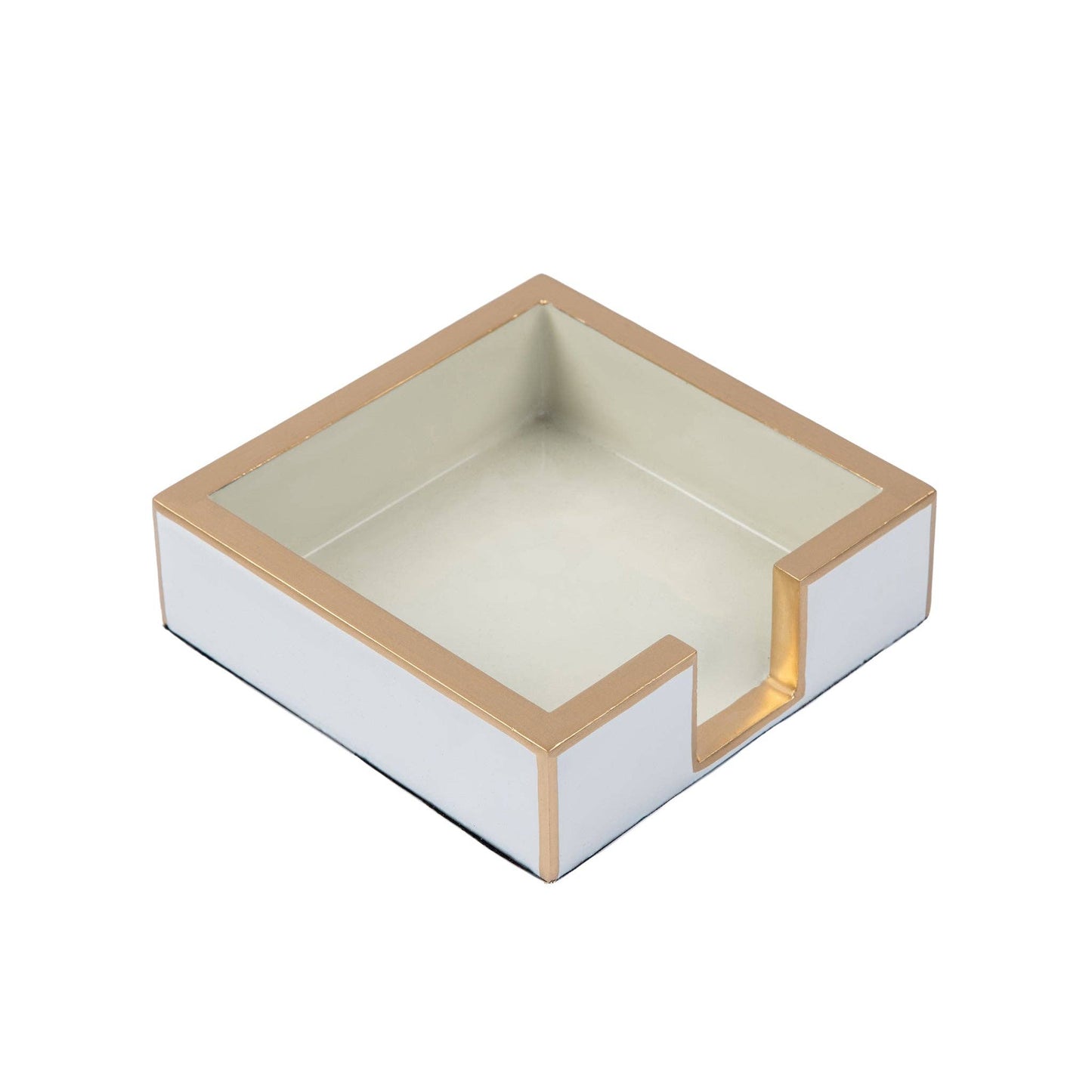 Gracie Enameled Color Block Amelia Cocktail Tray - Taupe & White: Taupe & White