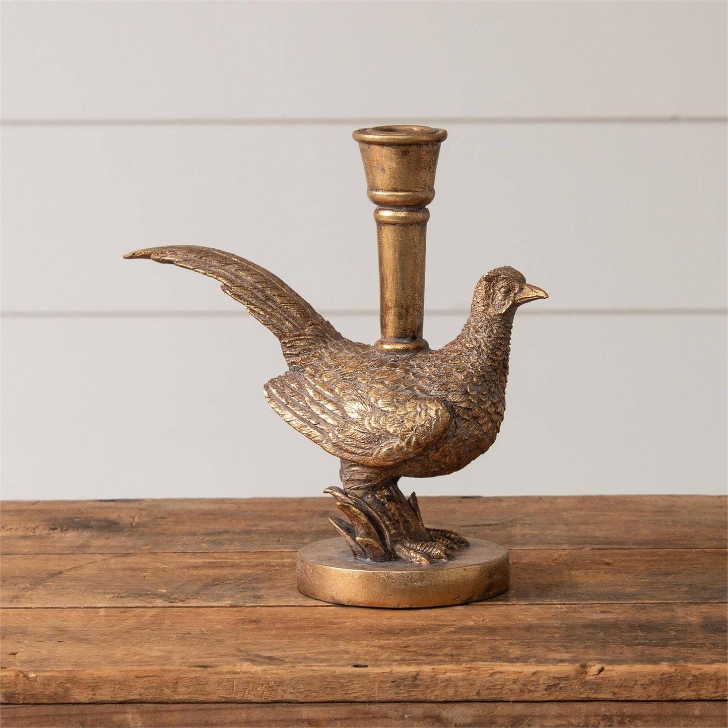 Gold Tone Pheasant Candle Holder (PC)
