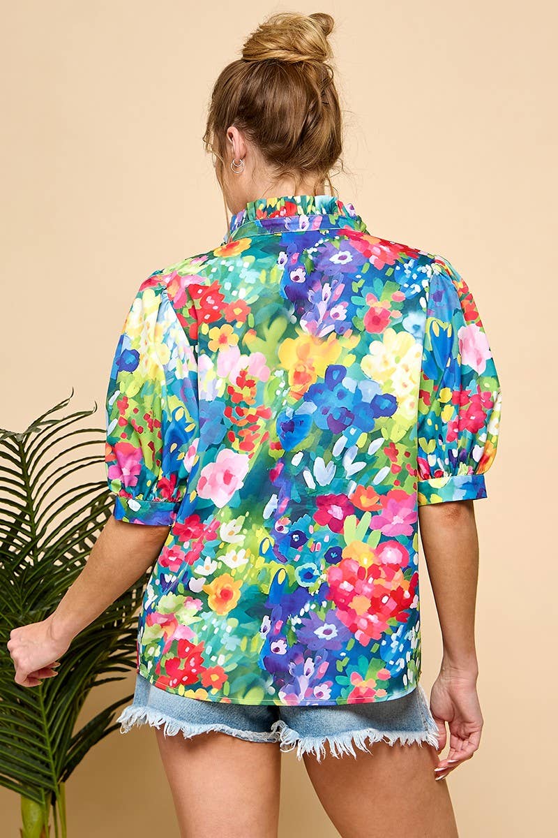 Floral Print Blouse : MULTI / L