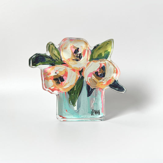 Pink and White Peonies Bloom Block: Bitty Block