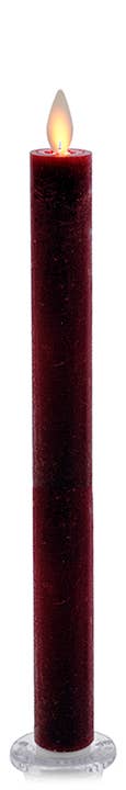 LED Taper Candle with Flickering Flame & Remote, 12" - Box/2: Red