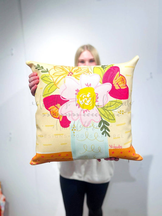 Morning Coffee Floral Pillow