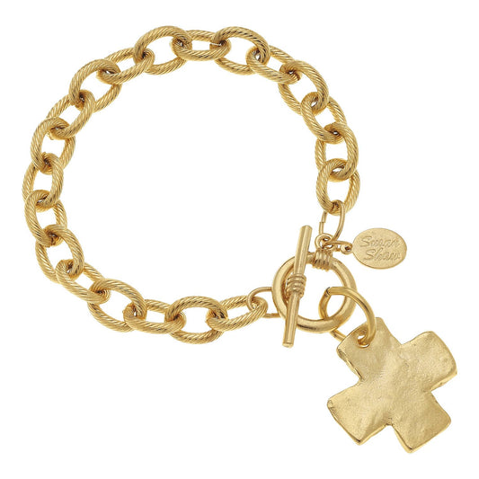 Gold Cross Toggle Bracelet