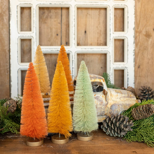 9" AUTUMN HUES BOTTLEBRUSH TREES BOX SET/ 5