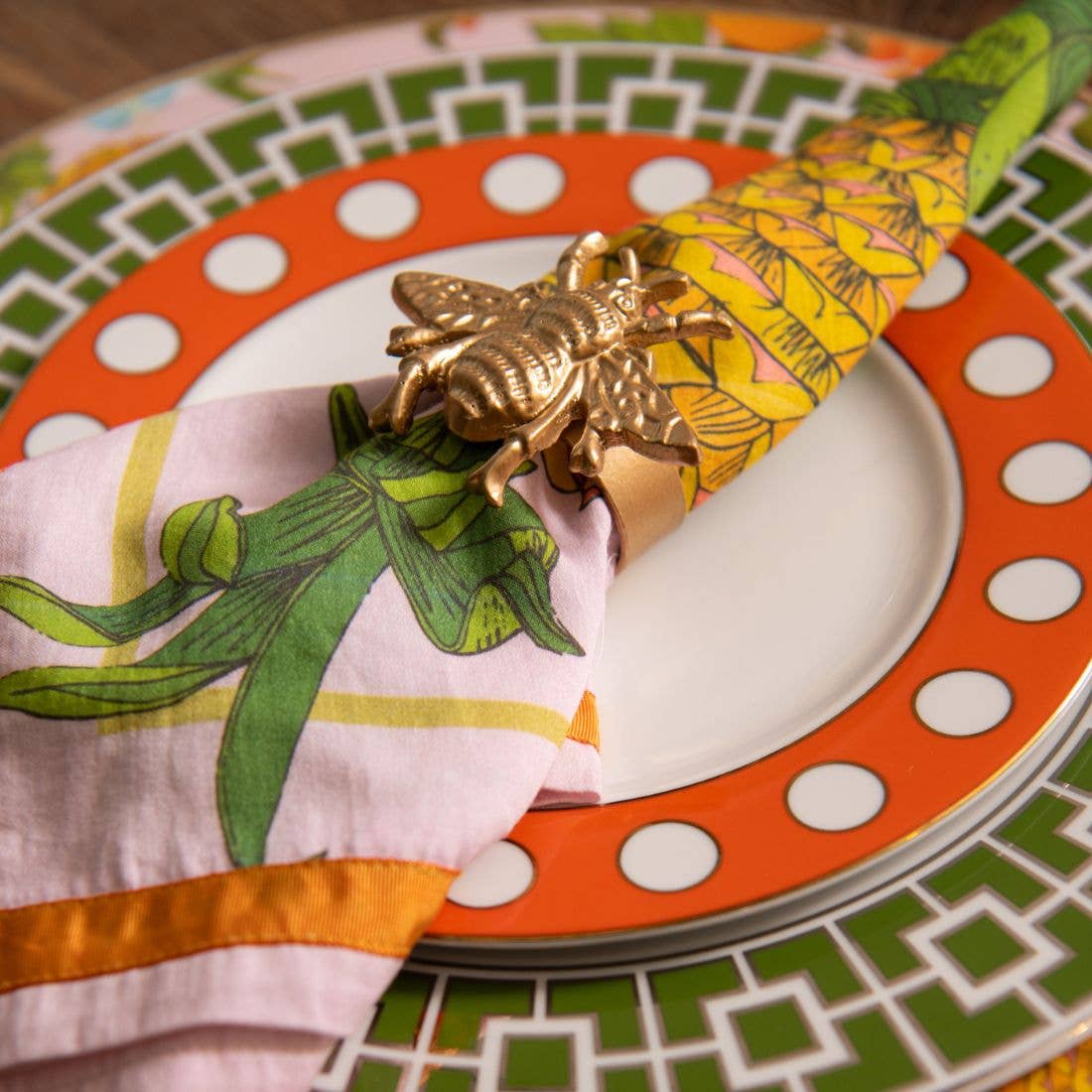 Bee Napkin Ring (4pk): Gold