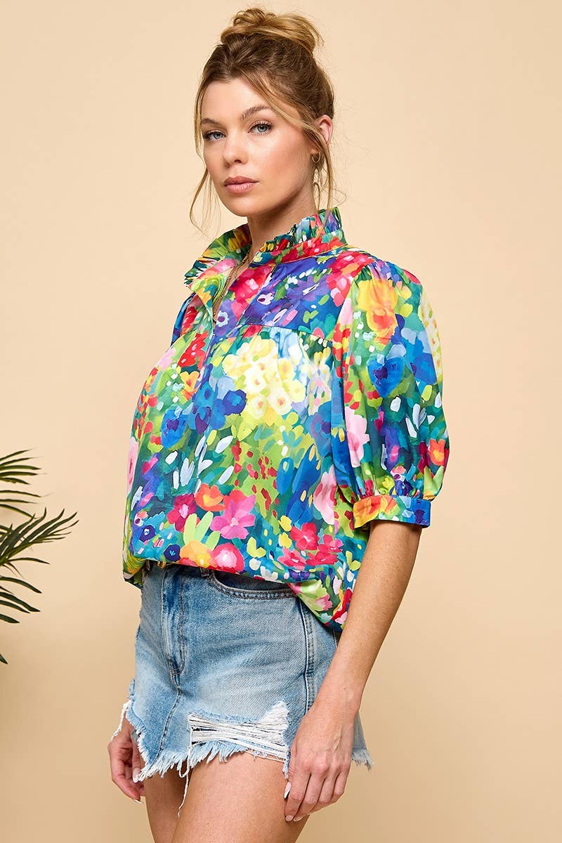 Floral Print Blouse : MULTI / L
