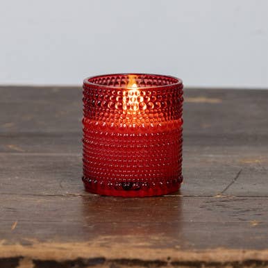 3.25" RED DOTTED GLASS 3D FLAME CANDLE