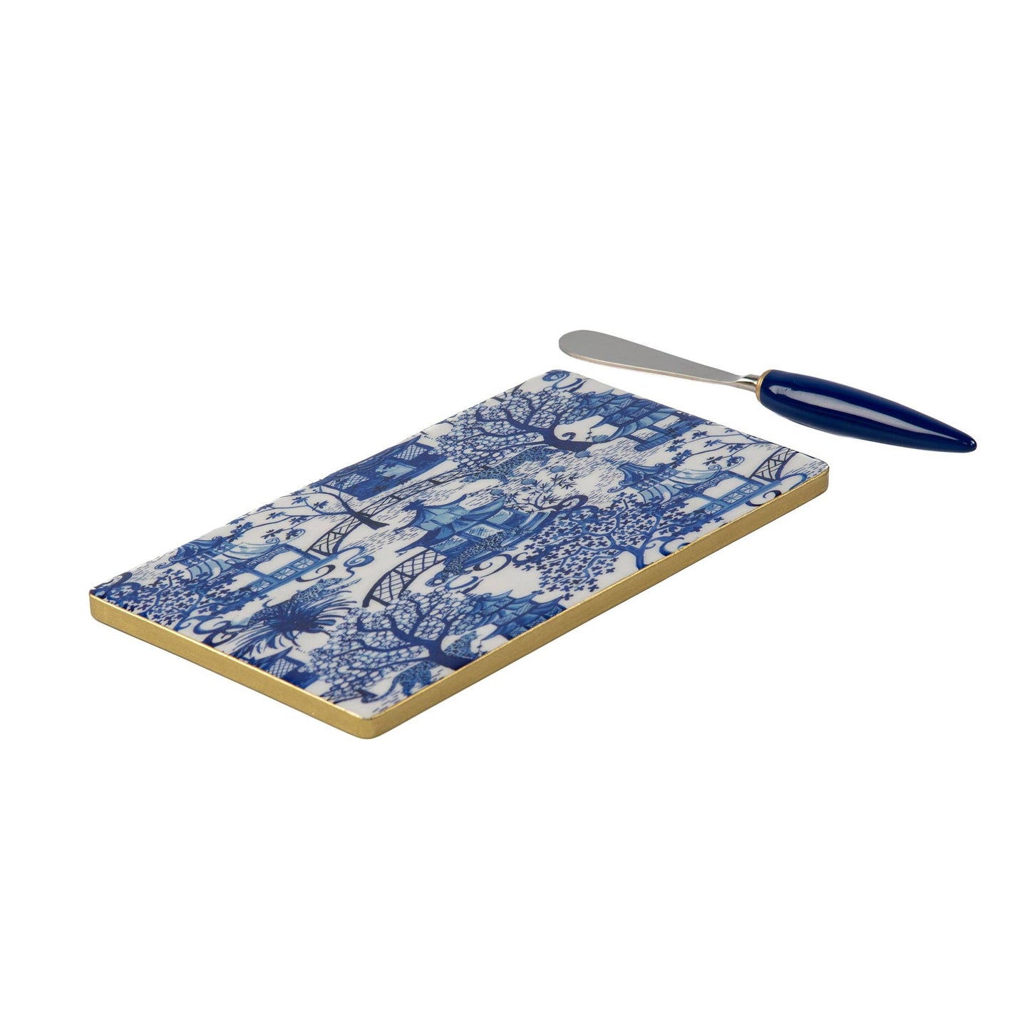Garden Party Amelia Cutting Board: White & Blue