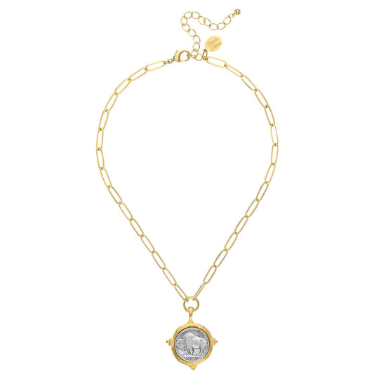 Buffalo Nickel on Medium Paperclip Necklace