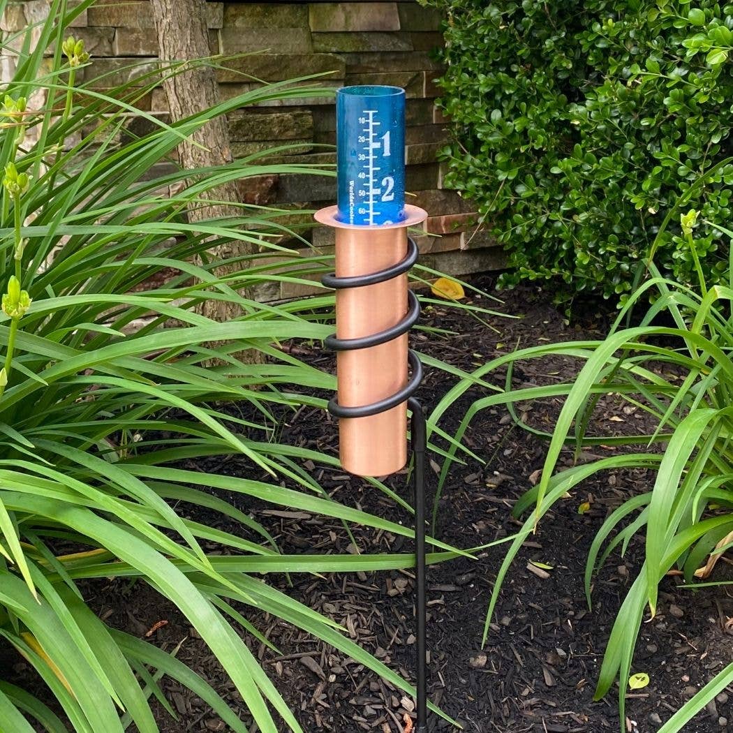 24" Copper Rain Gauge. Winter Safe Garden Rain Gauge.